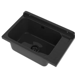 Évier Compact Granitan Monza pour Garage, Buanderie, Chaufferie Noir avec Siphon 1 pièce