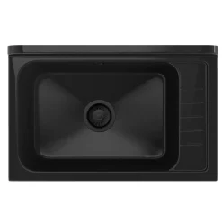 Évier Compact Granitan Monza pour Garage, Buanderie, Chaufferie Noir avec Siphon 1 pièce