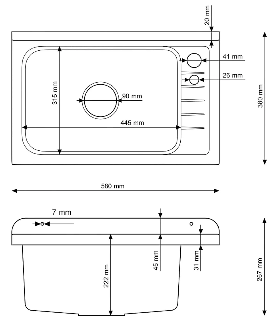 Évier Compact Granitan Monza pour Garage, Buanderie, Chaufferie Noir avec Siphon 1 pièce