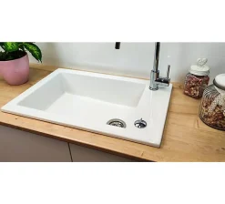 Évier céramique blanc 1 cuve Lingot Sarreguemines