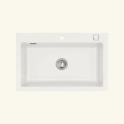 Évier céramique blanc brillant Systemceram MERA 1 bac 800x510 mm