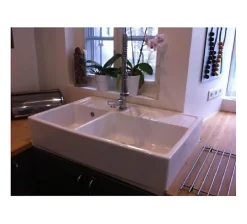 Évier céramique blanc Country 2 bacs 90 cm