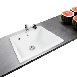 Évier céramique blanc FELIX 1 bac 600x510 mm