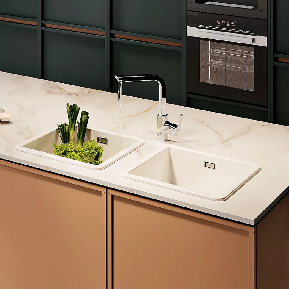 Évier céramique blanc Sanindusa VALET 1 bac 46x46 cm