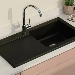 Évier céramique noir mat VitrA ARKITEKT 1 grand bac 1 égouttoir