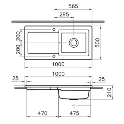 Évier céramique noir mat VitrA ARKITEKT 1 grand bac 1 égouttoir