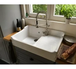 Évier céramique timbre d'office Grand Siècle blanc 90 cm