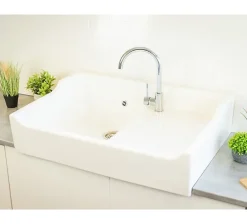 Évier céramique timbre d'office Grand Siècle blanc 90 cm