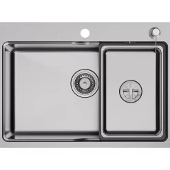 Évier Cuisine 68 cm , Évier en inox, Évier 1 Bac avec Kit de Vidage, Évier à Encastrer ou Supérieur