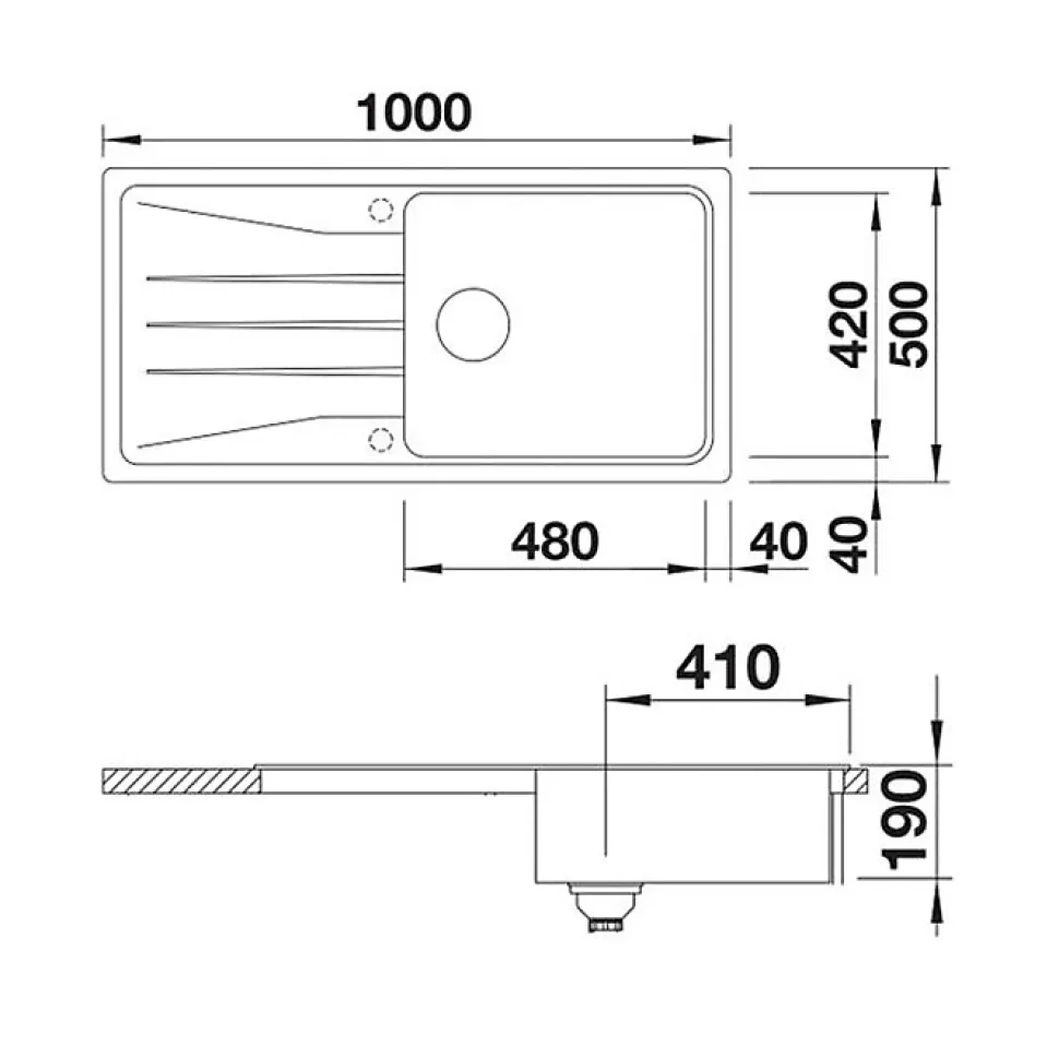 Évier cuisine en granit noir Blanco SONA XL 6S - 1 cuve égouttoir réversible - 100x50cm