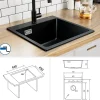 Évier Cuisine en Granit Noir, Auralum Max Évier à Encastrer 45 x 45cm ,Évier 1 Bac Noir , Kit de Vidage