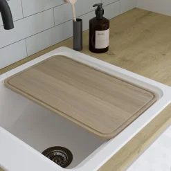 Évier de cuisine 1 cuve en composite de quartz blanc mat avec accessoires Romesco GoodHome