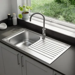 Évier de cuisine 1 cuve et 1 égouttoir en acier inoxydable Jabiri