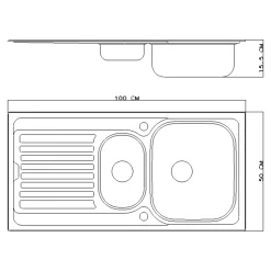 Évier de cuisine 1,5 cuve et 1 égouttoir en acier inoxydable Jabiri