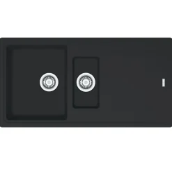 Évier de cuisine 1 cuve et demi bac à encastrer anthracite Noir avec égouttoir réversible FRANKE