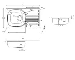 Évier de cuisine à encastrer 1 bac Turing inox satiné