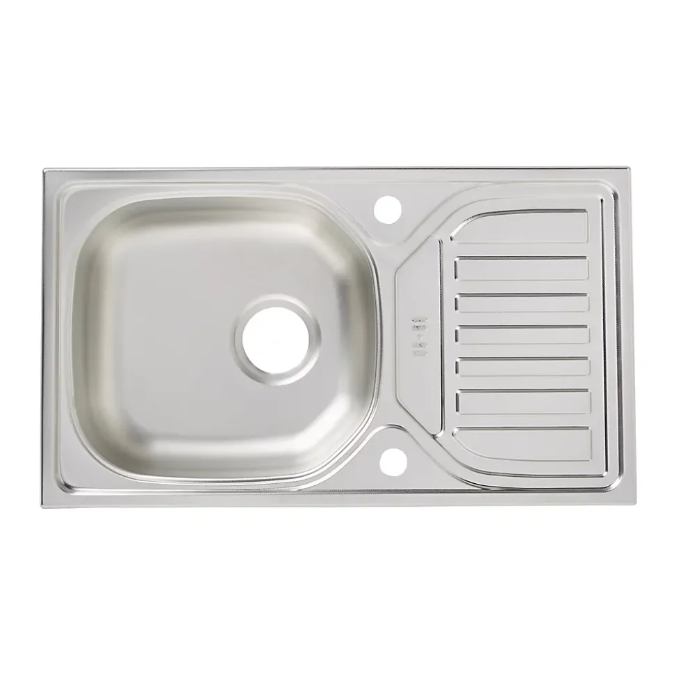 Évier de cuisine à encastrer en inox structuré 1 bac et égouttoir Turing
