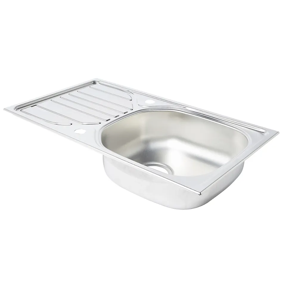 Évier de cuisine à encastrer en inox structuré 1 bac et égouttoir Turing