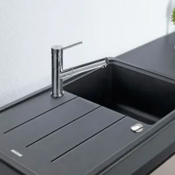 Évier de cuisine à encastrer 1 cuve Noir anthracite FRANKE 97 x 50 cm avec égouttoir réversible