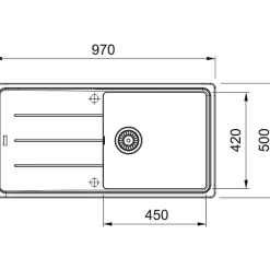 Évier de cuisine à encastrer 1 cuve Noir anthracite FRANKE 97 x 50 cm avec égouttoir réversible