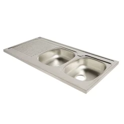Évier de cuisine à poser 2 bacs Mayr acier inoxydable satiné avec égouttoir