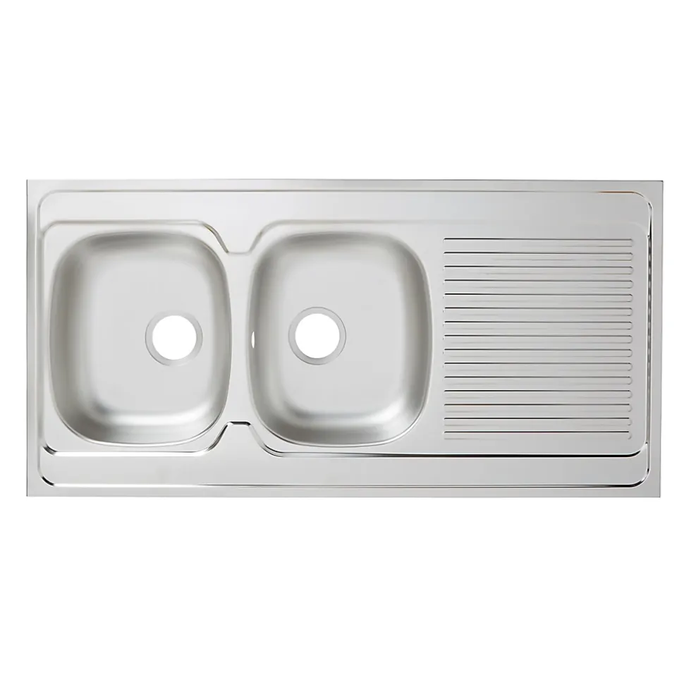 Évier de cuisine à poser 2 bacs Mayr acier inoxydable satiné avec égouttoir