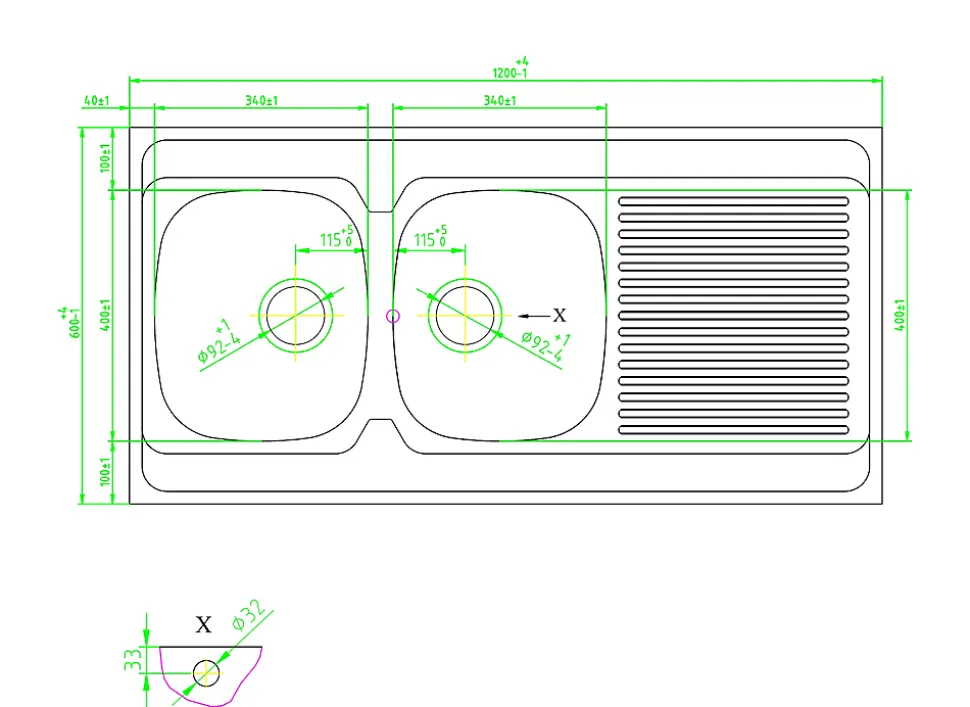 Évier de cuisine à poser 2 bacs Mayr acier inoxydable satiné avec égouttoir