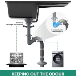 Évier de Cuisine 70 x 45 cm, Anycee MAX Évier en granit , Évier 1 Bac avec Panier de Drainage + Distributeur de Savon