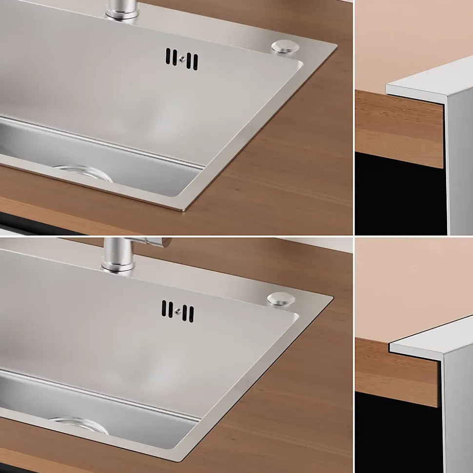 Évier de Cuisine 60 x 49 cm, Auralum MAX Évier en inox brossé, Évier 1 Bac Montage Encastré ou Supérieur