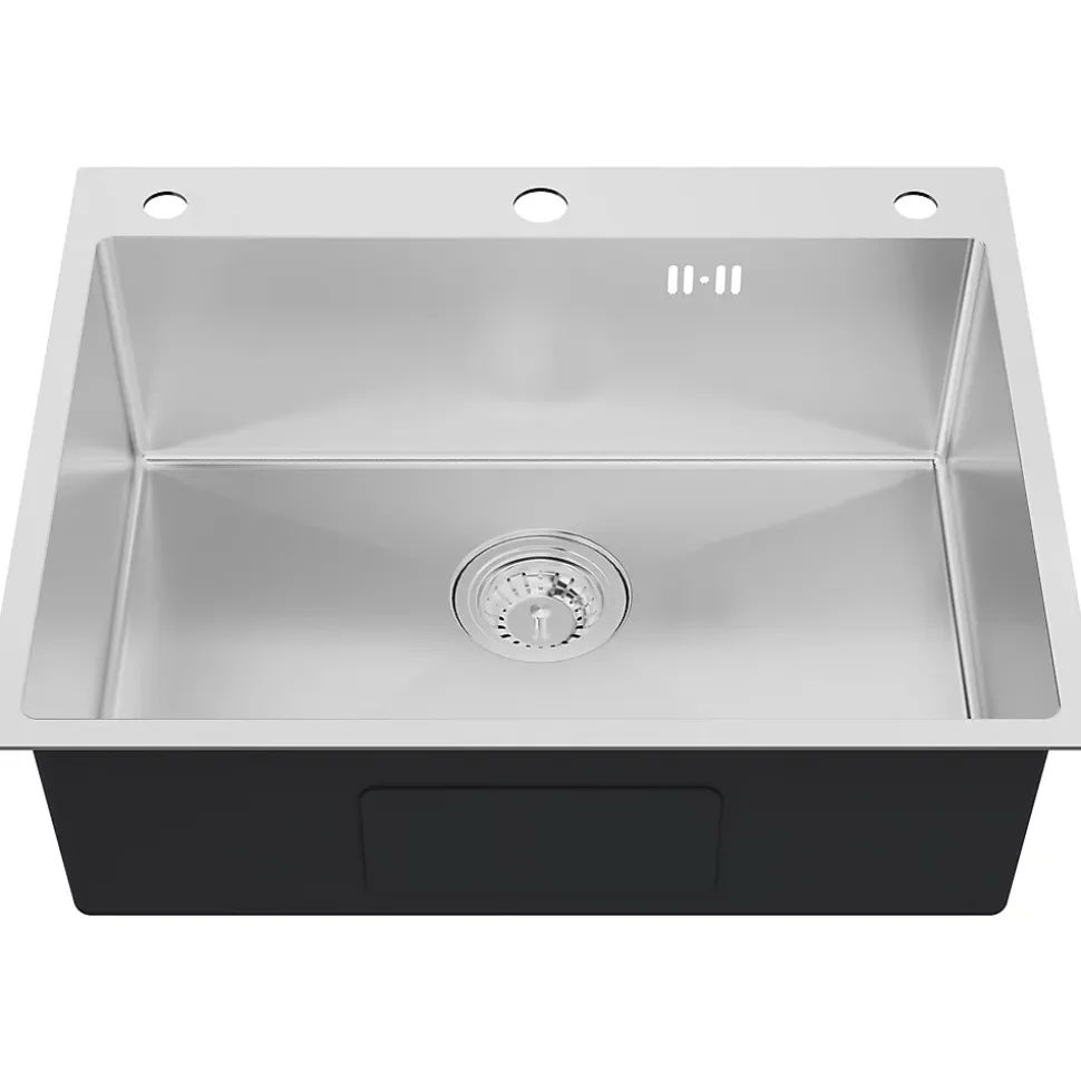 Évier de Cuisine 60 x 49 cm, Auralum MAX Évier en inox brossé, Évier 1 Bac Montage Encastré ou Supérieur