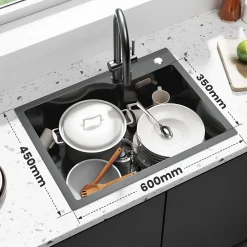 Évier de Cuisine 60 x 45 cm, Cecipa MAX Évier en Inox , Évier 1 Bac avec Panier de Drainage , Évier à Encastrer