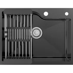 Évier de Cuisine 60 x 45 cm, Cecipa MAX Évier en Inox , Évier 1 Bac avec Panier de Drainage , Évier à Encastrer