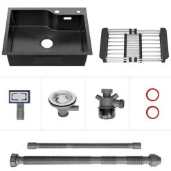 Évier de Cuisine 60 x 45 cm, Cecipa MAX Évier en Inox , Évier 1 Bac avec Panier de Drainage , Évier à Encastrer