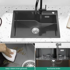 Évier de Cuisine 60 x 45 cm, Cecipa MAX Évier en Inox , Évier 1 Bac avec Panier de Drainage , Évier à Encastrer