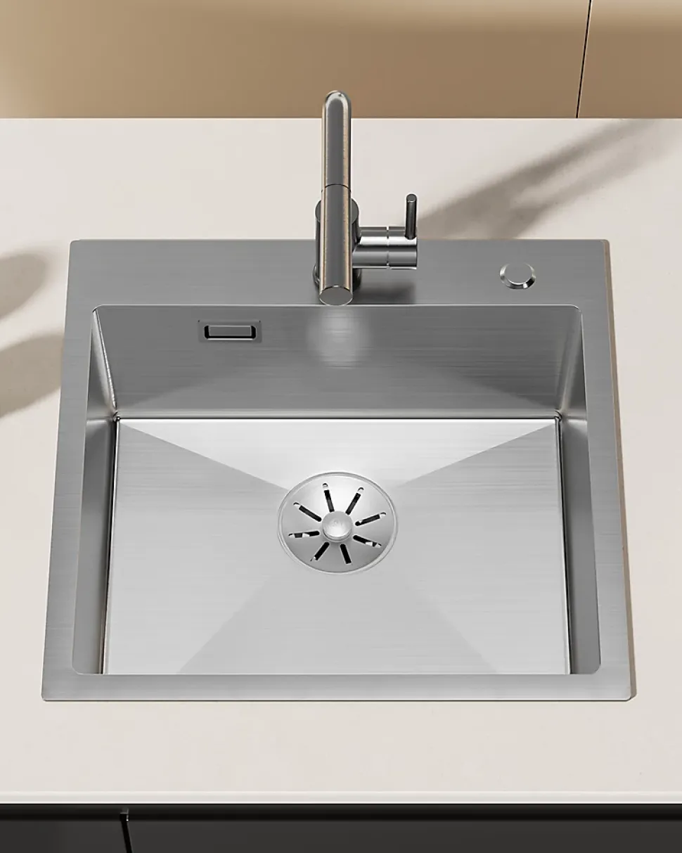 Évier de Cuisine 50 x 45 cm, CECIPA MAX Évier carré en inox brossé, Évier 1 Bac, Lavabo Cuisine Montage Encastré ou Supérieur