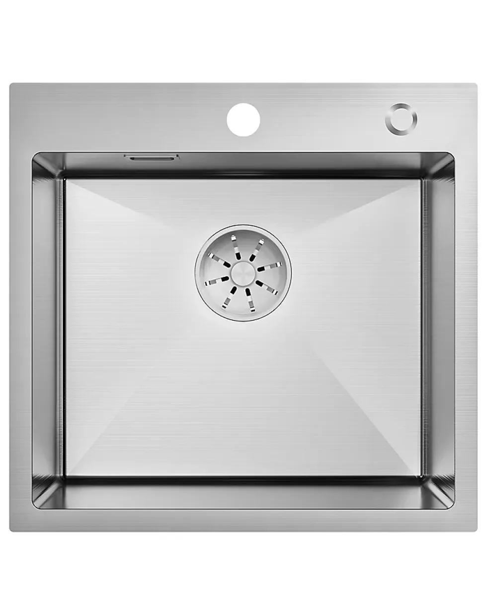 Évier de Cuisine 50 x 45 cm, CECIPA MAX Évier carré en inox brossé, Évier 1 Bac, Lavabo Cuisine Montage Encastré ou Supérieur