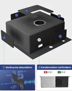 Évier de Cuisine 50 x 45 cm, CECIPA MAX Évier carré en inox brossé, Évier 1 Bac, Lavabo Cuisine Montage Encastré ou Supérieur