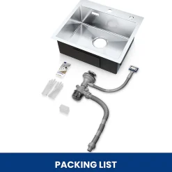 Évier de Cuisine 50 x 45 cm, CECIPA MAX Évier carré en inox brossé, Évier 1 Bac, Lavabo Cuisine Montage Encastré ou Supérieur