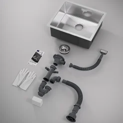 Évier de Cuisine 50 x 44 cm, CECIPA MAX Évier en inox brossé, Évier 1 Bac Montage Encastré ou Supérieur