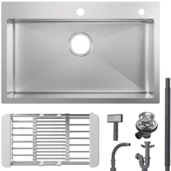 Évier de Cuisine 75 x 45 cm, Cecipa MAX Évier en Inox, Évier 1 Bac avec Panier de Drainage