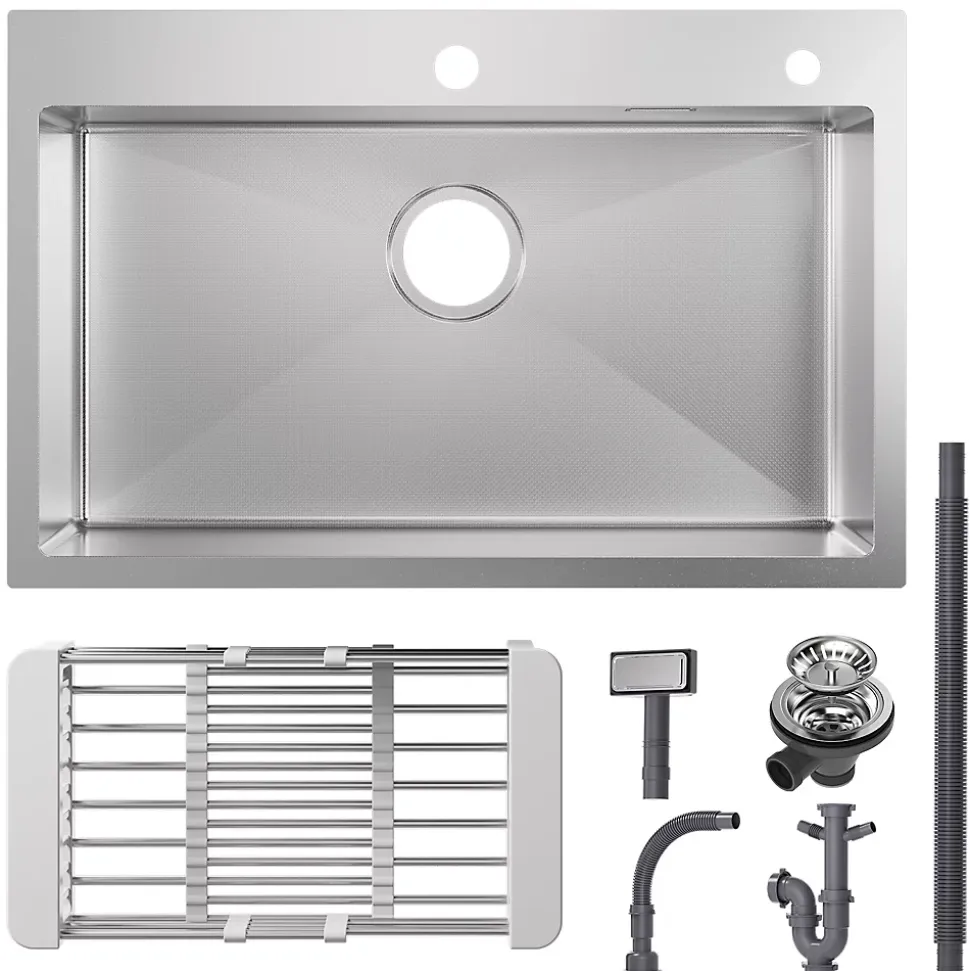 Évier de Cuisine 75 x 45 cm, Cecipa MAX Évier en Inox, Évier 1 Bac avec Panier de Drainage