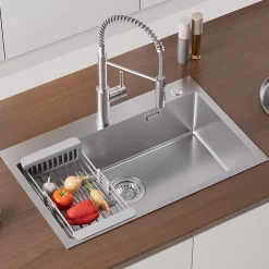 Évier de Cuisine 75 x 45 cm, Cecipa MAX Évier en Inox, Évier 1 Bac avec Panier de Drainage