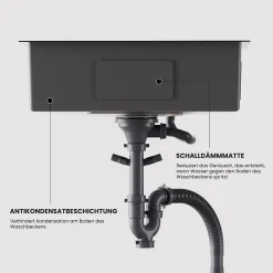 Évier de Cuisine 75 x 45 cm, Cecipa MAX Évier en Inox, Évier 1 Bac avec Panier de Drainage
