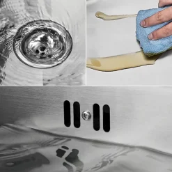 Évier de Cuisine 55 x 45 cm, CECIPA MAX Évier carré en inox brossé, Évier 1 Bac, Lavabo Cuisine Montage Encastré ou Supérieur