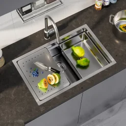 Évier de Cuisine 75 x 45 cm, Cecipa MAX Évier en Inox, Évier 1 Bac avec Panier de Drainage