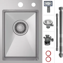 Évier de Cuisine 30 x 45 cm, CECIPA MAX Évier en inox brossé, Évier 1 Bac Montage Encastré ou Supérieur