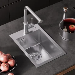 Évier de Cuisine 30 x 45 cm, CECIPA MAX Évier en inox brossé, Évier 1 Bac Montage Encastré ou Supérieur