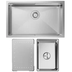 Évier de Cuisine 70 x 44 cm, CECIPA MAX Évier en inox brossé, Évier 1 Bac Montage Encastré ou Supérieur