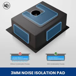 Évier de Cuisine 50 x 45 cm, CECIPA MAX Évier carré en inox brossé, Évier 1 Bac, Lavabo Cuisine Montage Encastré ou Supérieur