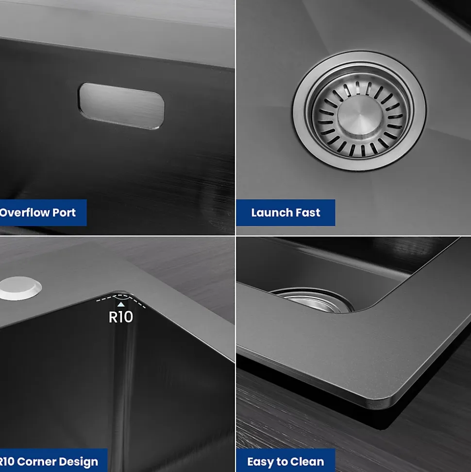 Évier de Cuisine 50 x 45 cm, CECIPA MAX Évier carré en inox brossé, Évier 1 Bac, Lavabo Cuisine Montage Encastré ou Supérieur